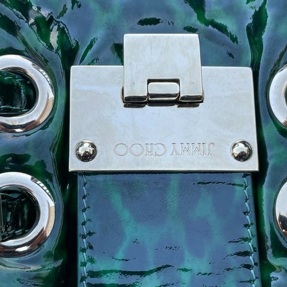 Jimmy Choo Roquette Bag Leopard Print Patent Leather Shoulder Bag Made in Italy - Picture 13 of 13